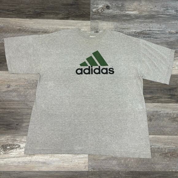 Vintage 90s Y2K Adidas Heather Gray Mens XL Center Logo Short Sleeve T-Shirt - Picture 2 of 10